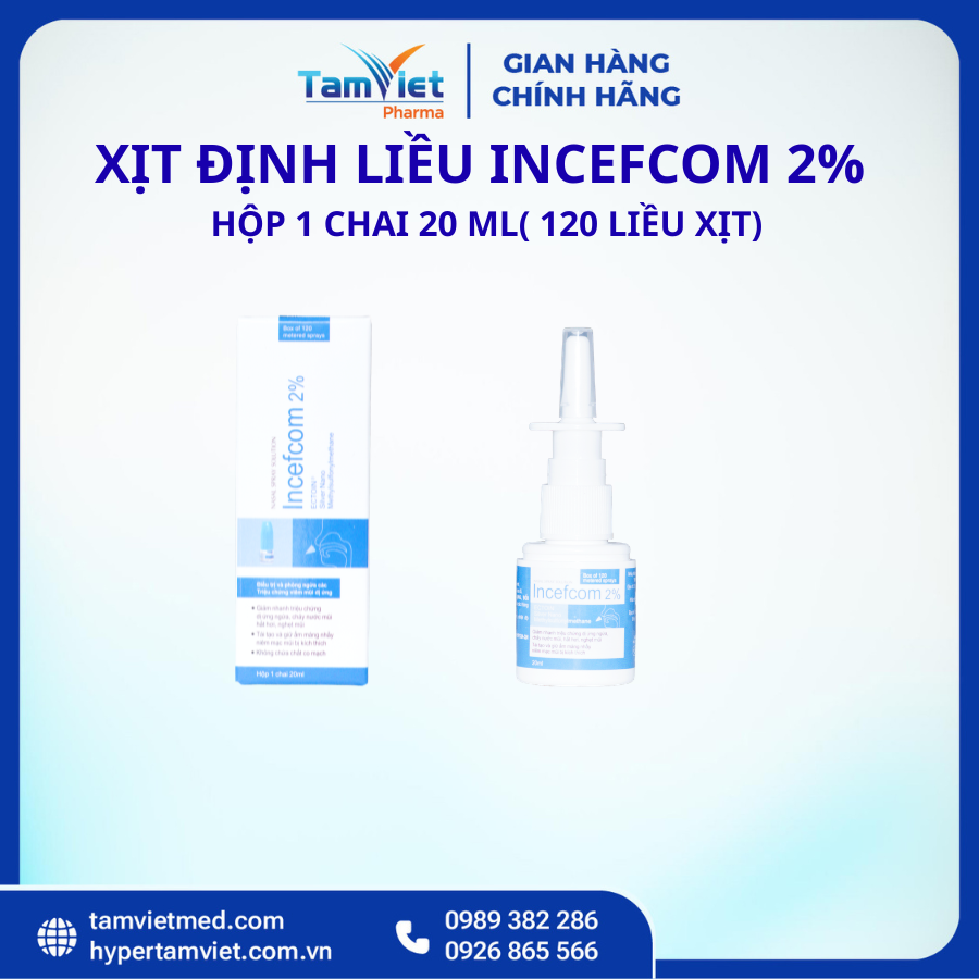 Xịt Định Liều Incefcom 2% – Hộp 1 chai 20 ml (120 liều xịt) - 3