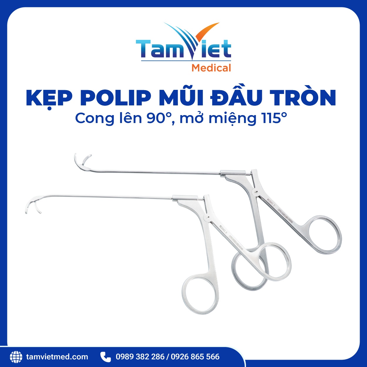 Kẹp Polip Mũi Đầu Tròn Cong Lên Và Cong Xuống 90° Mở Miệng 115° | WB 2043.6, WB 2043.2 - 2