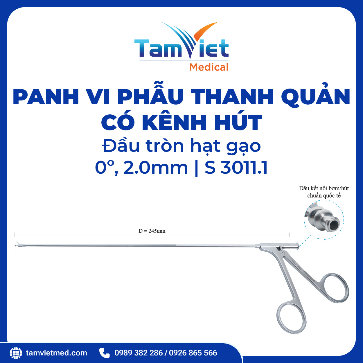 Panh Vi Phẫu Thanh Quản Đầu Tròn, Đầu Tam Giác, Hàm Cá Sấu Có Hút - 4