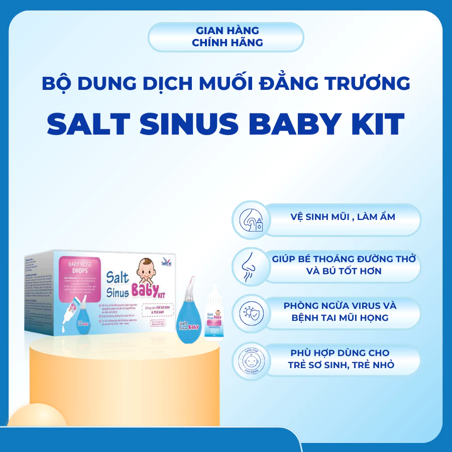 Dung Dịch Muối Đẳng Trương Trẻ Em Salt Sinus Baby Kit Tặng Kèm Thiết Bị Hút Mũi