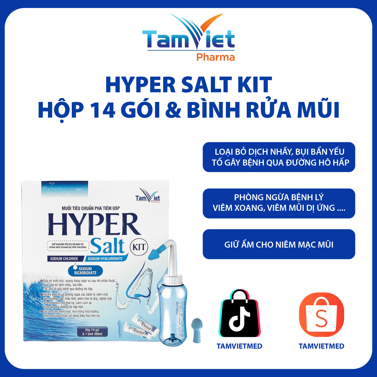 HYPER Salt KIT Hộp 14 Gói + 1 Bình 300ml Muối Rửa Mũi Xoang - 2