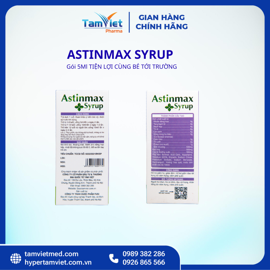 Astinmax Syrup 20 Gói 5Ml Hỗ Trợ Giảm Ho Long Đờm Đau Rát Họng Và Viêm Họng - 4